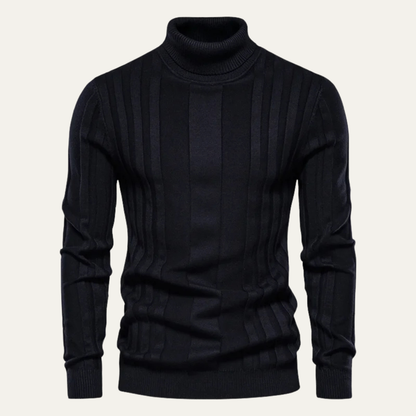 VogeLuxe | Pull à col roulé côtelé vertical pour homme 8