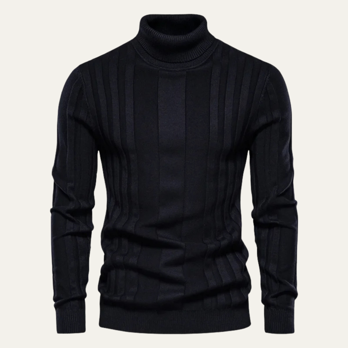 Pull Côtelé Homme Col Roulé Chaud et Confortable