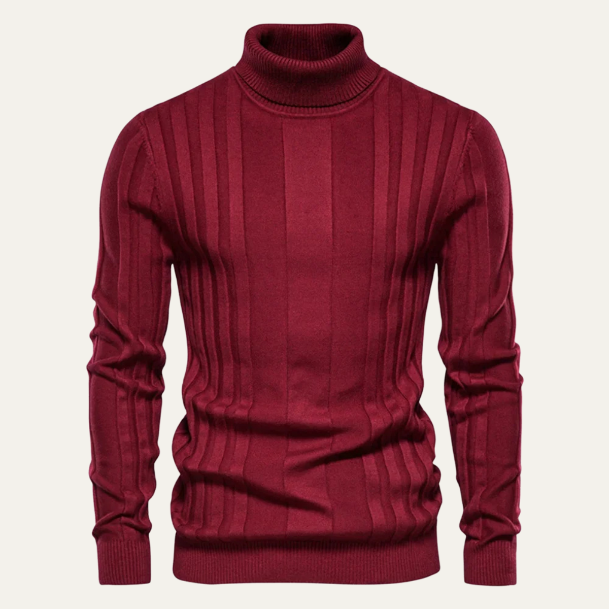 Pull Côtelé Homme Col Roulé Chaud et Confortable