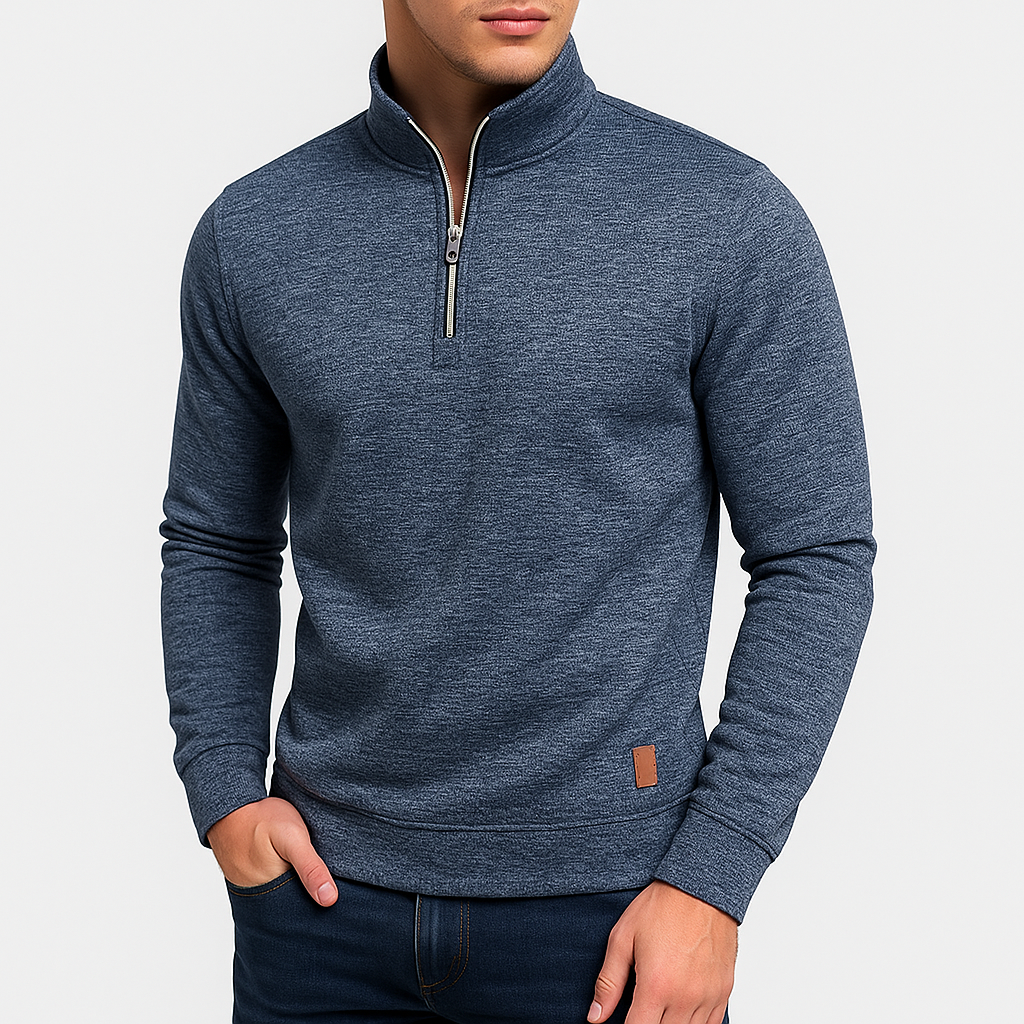 Pull Homme Col Roulé Zip Caché