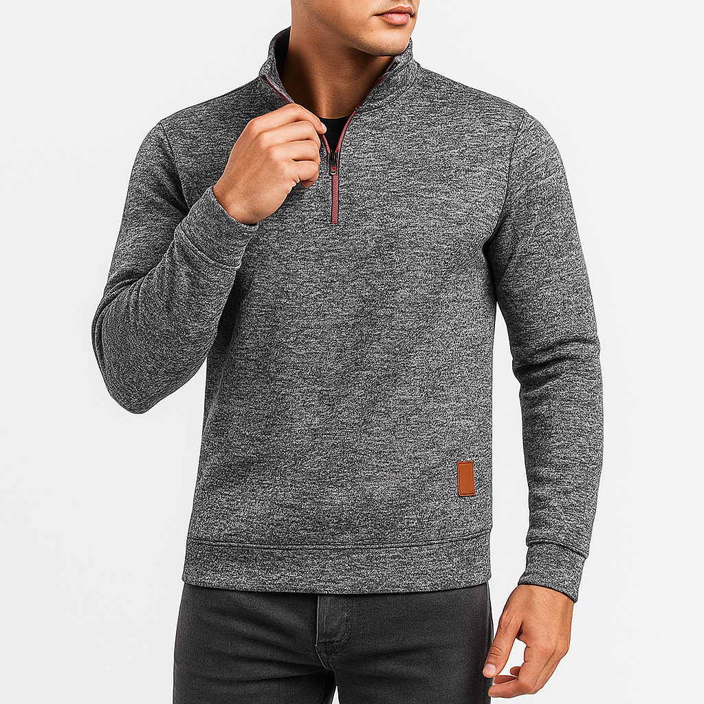 Pull Homme Col Roulé Zip Caché