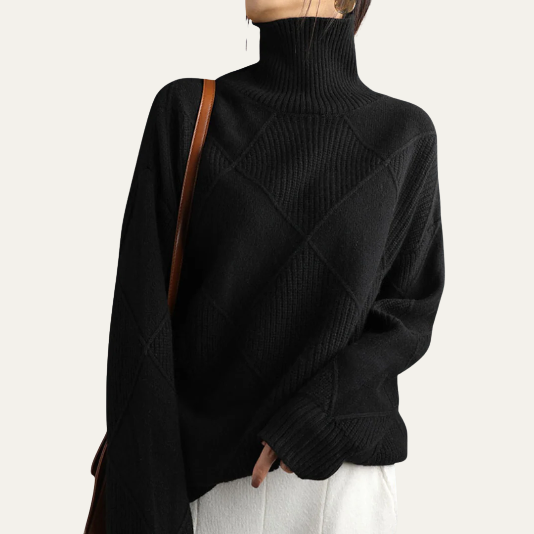 Pull Col Roulé Femme Maille Élégant