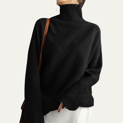 Pull Col Roulé Femme Maille Élégant