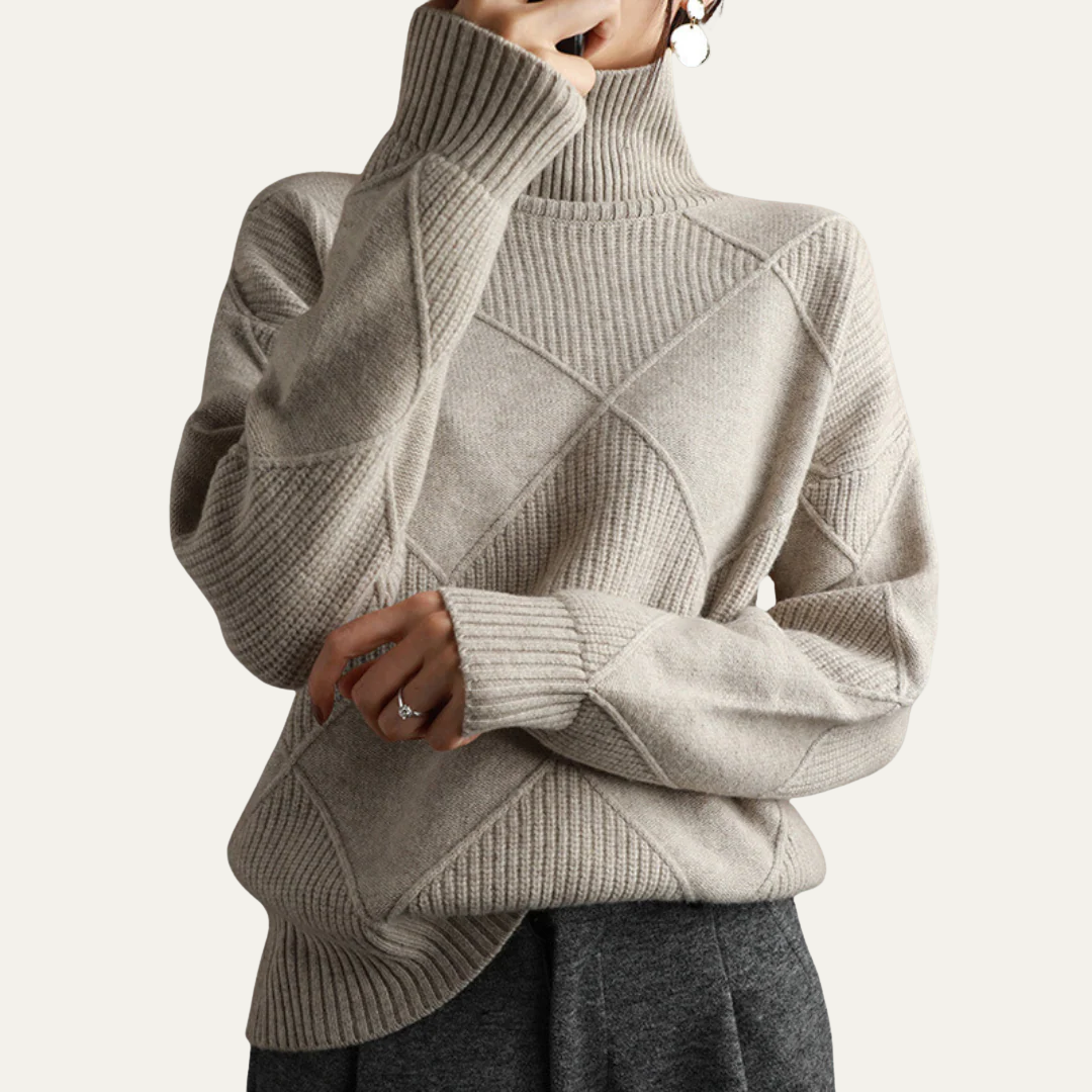 Pull Col Roulé Femme Maille Élégant