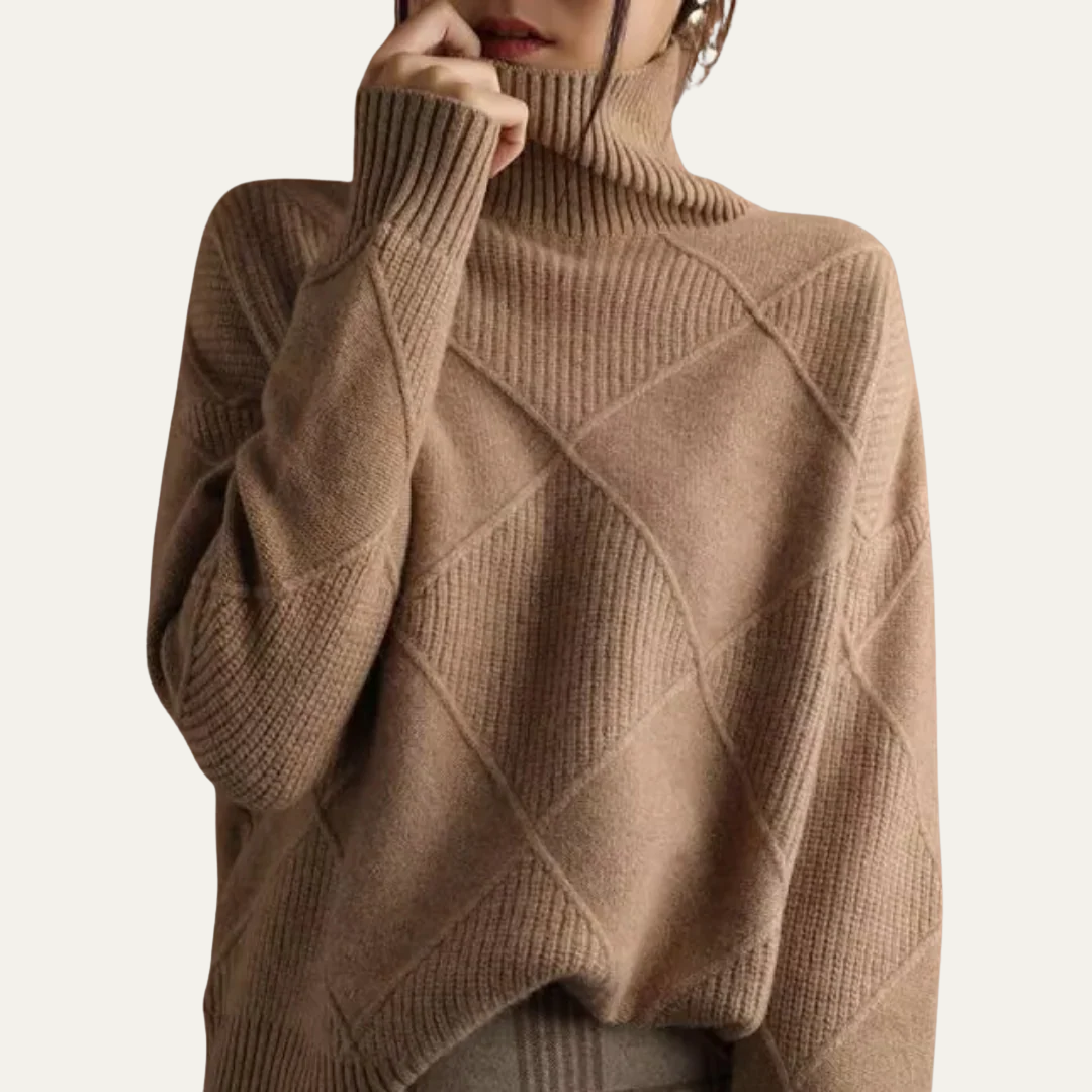 Pull Col Roulé Femme Maille Élégant