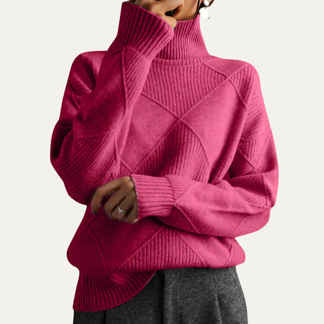 Pull Col Roulé Femme Maille Élégant
