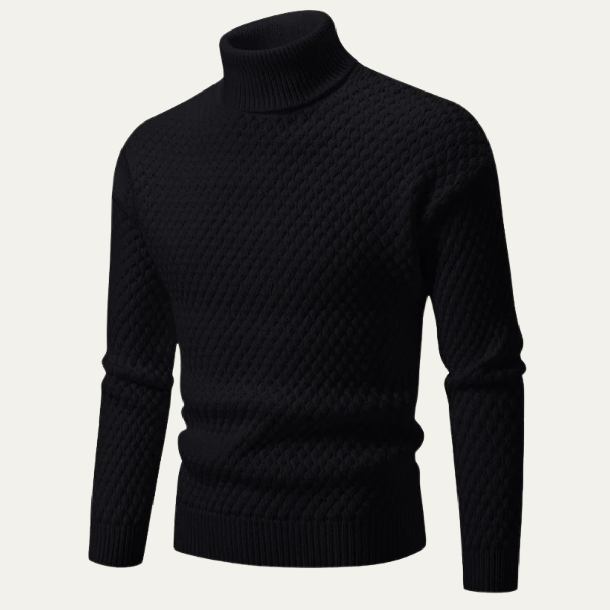 VogeLuxe | Pull à col roulé en maille losanges texturée pour homme 4