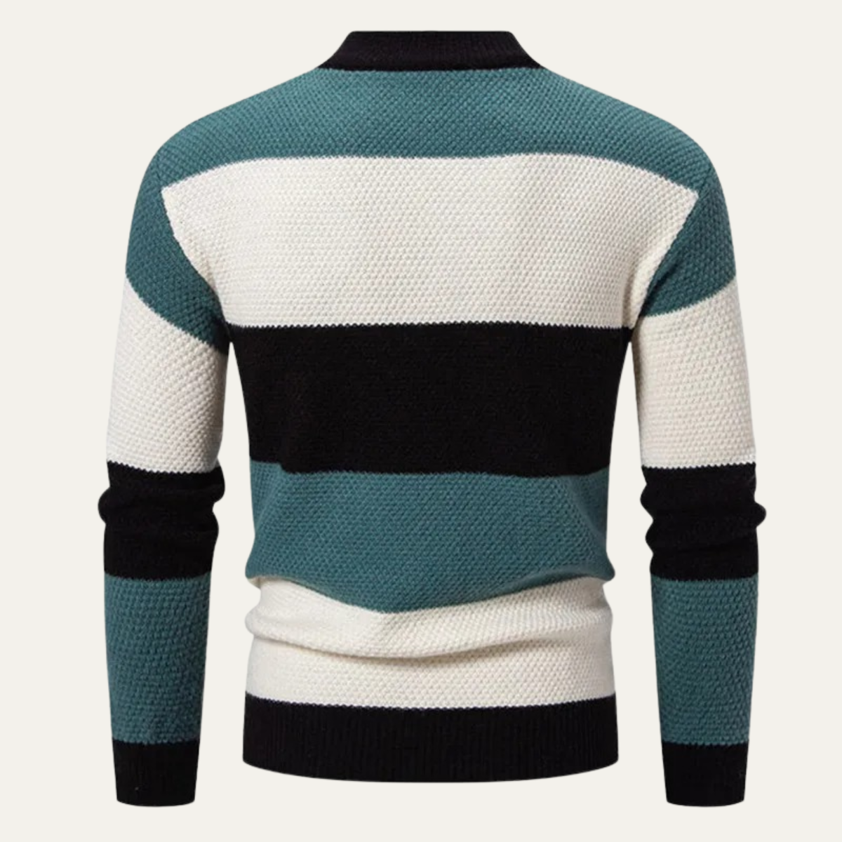 VogeLuxe | Pull à col roulé en maille torsadée pour homme, color block 1