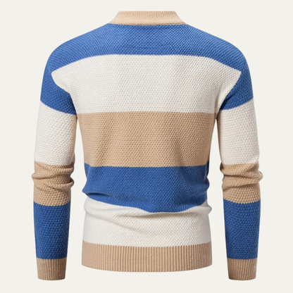 VogeLuxe | Pull à col roulé en maille torsadée pour homme, color block 2