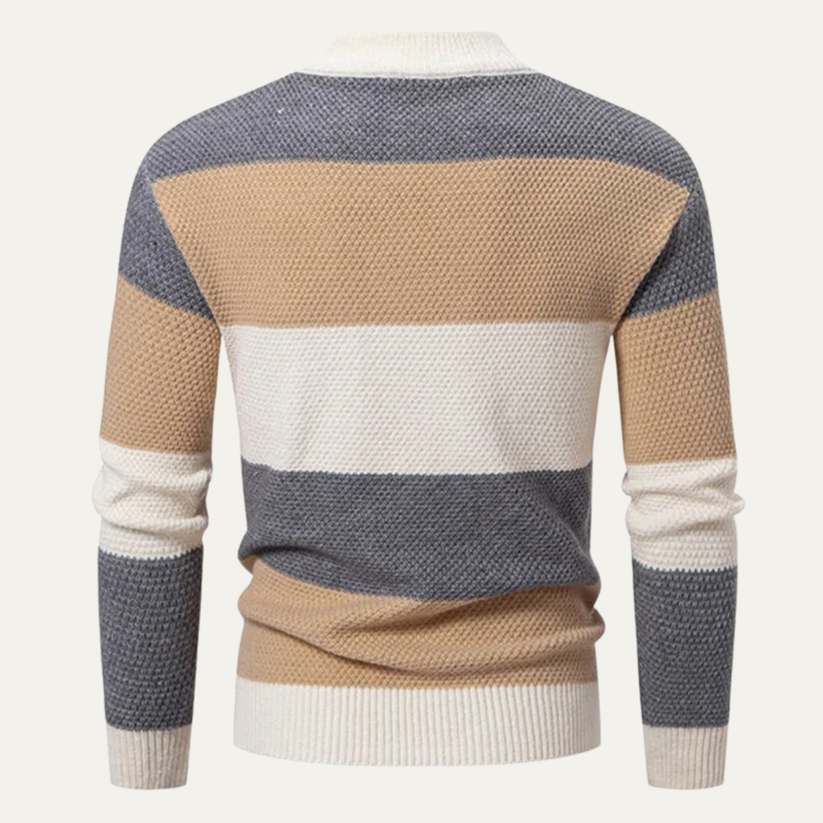 VogeLuxe | Pull à col roulé en maille torsadée pour homme, color block 3