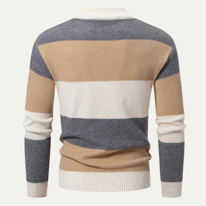 VogeLuxe | Pull à col roulé en maille torsadée pour homme, color block 3
