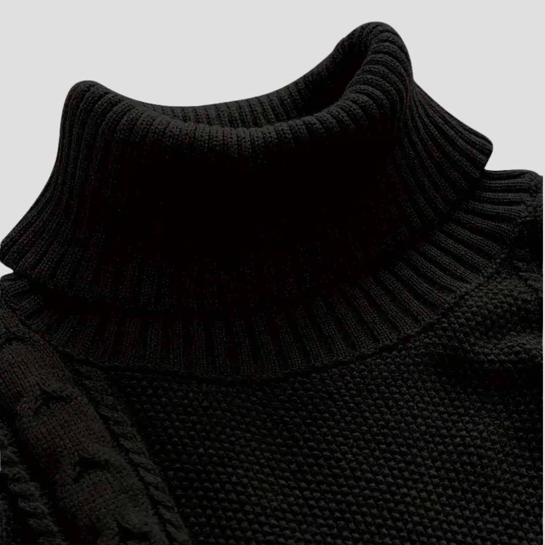 VogeLuxe | Pull à col roulé en maille torsadée texturée pour homme 3