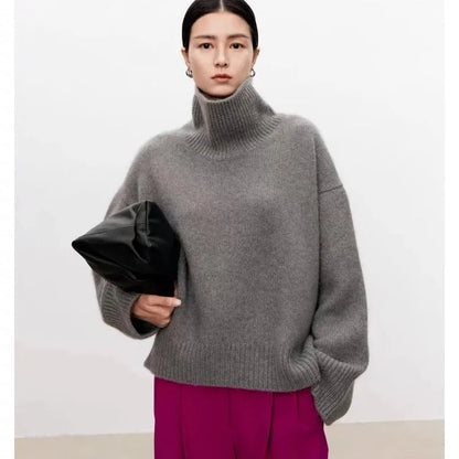 Pull Cachemire Femme Col Roulé Doux et Chaud