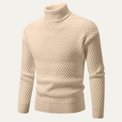 VogeLuxe | Pull à col roulé épais à motif losanges pour homme 3