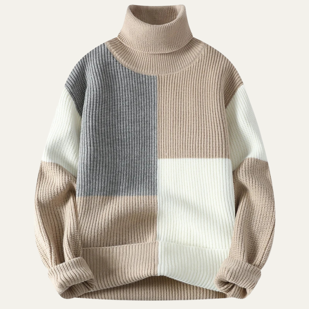 VogeLuxe | Pull à col roulé homme à blocs de couleurs audacieux 0