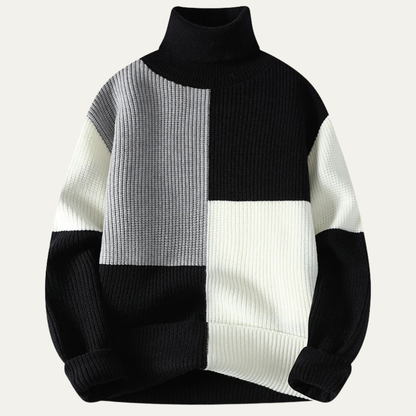 Pull Homme Col Roulé Multicolore Tendance