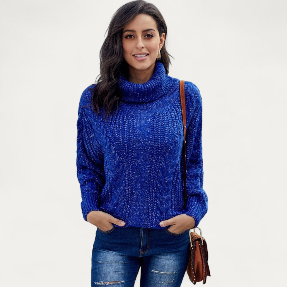 Pull Femme Oversize Col Roulé en Maille Élégant - PanierRoyale