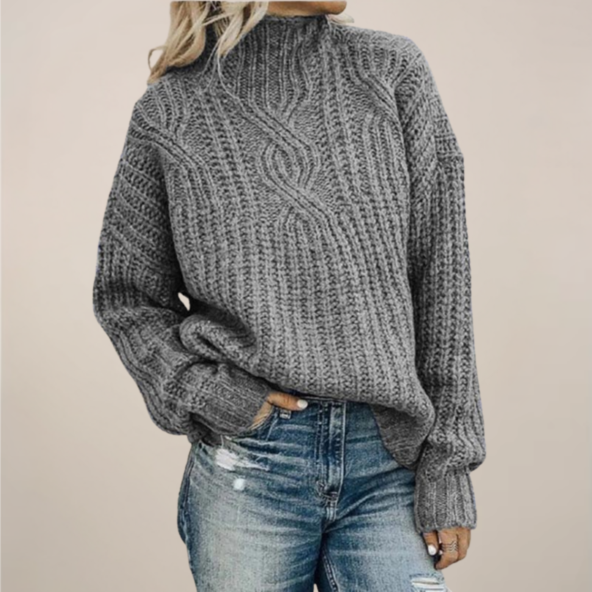 Pull Femme Oversize en Maille Épaisse et Douce