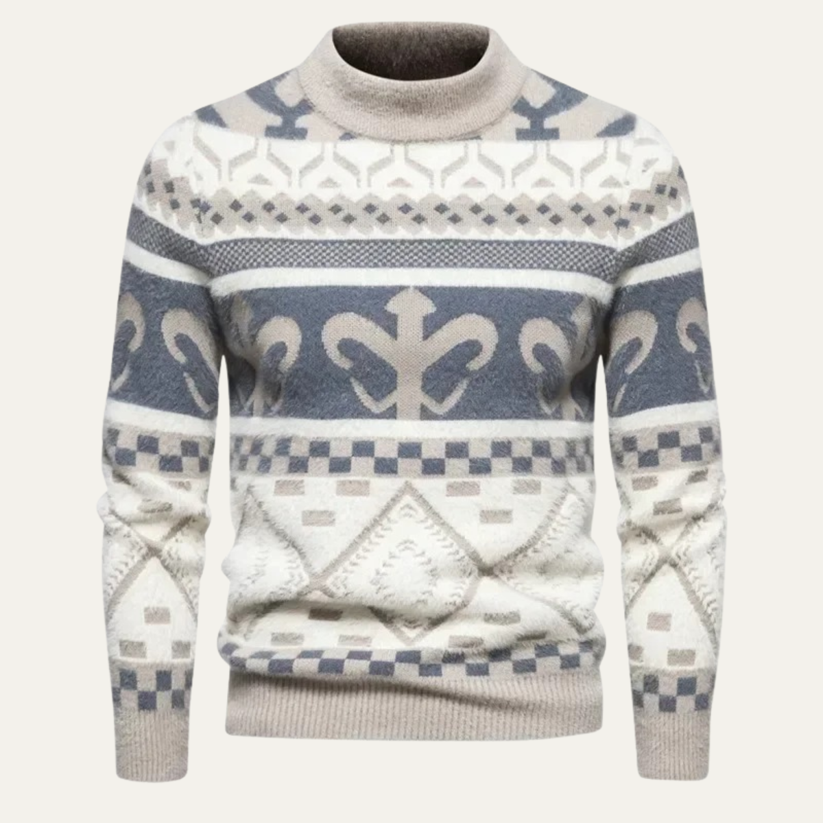 Pull en maille épais pour homme, motif renne hivernal