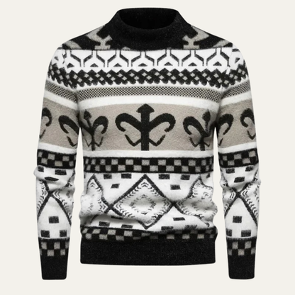 Pull en maille épais pour homme, motif renne hivernal