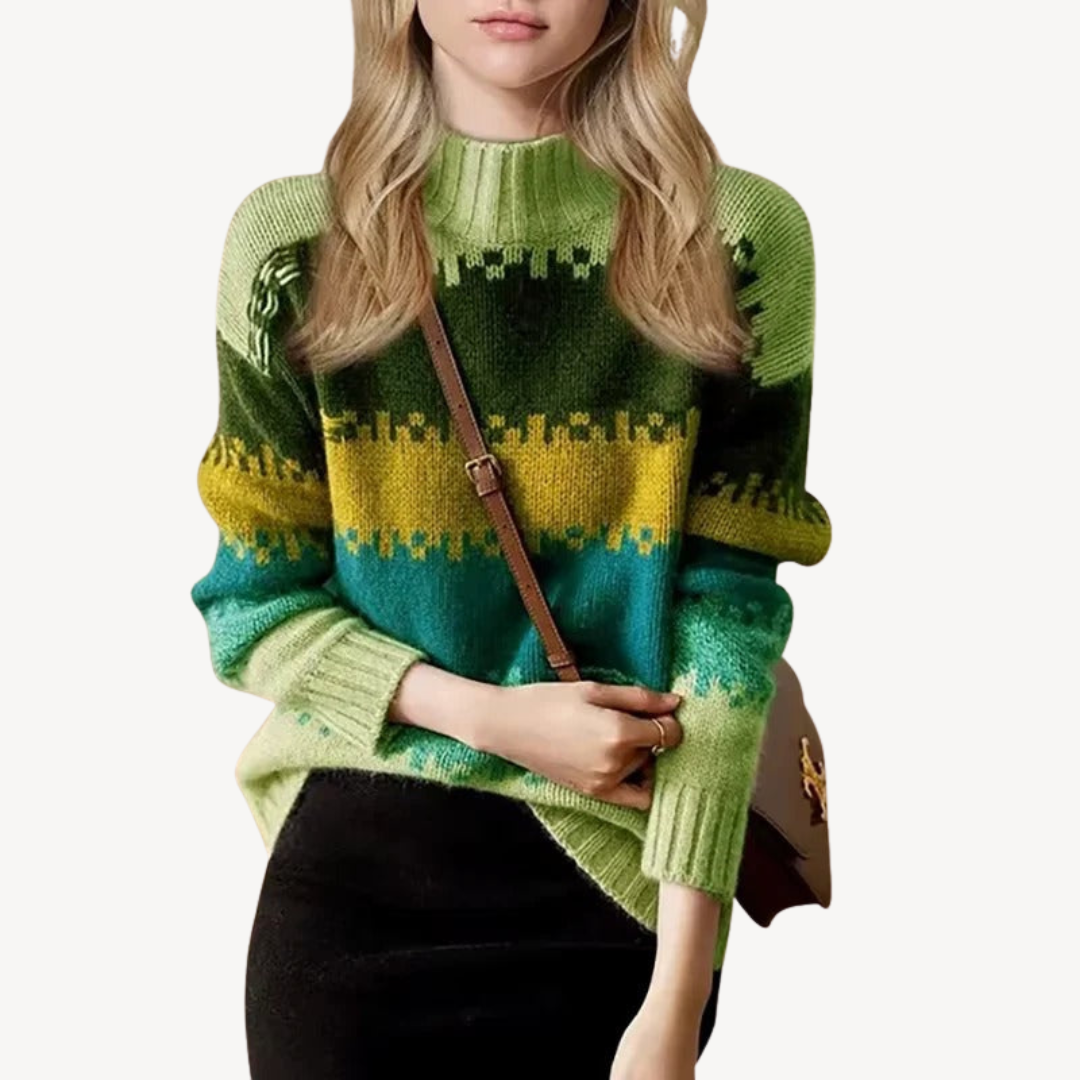 Pull Femme Rayé Classique à col Roulé