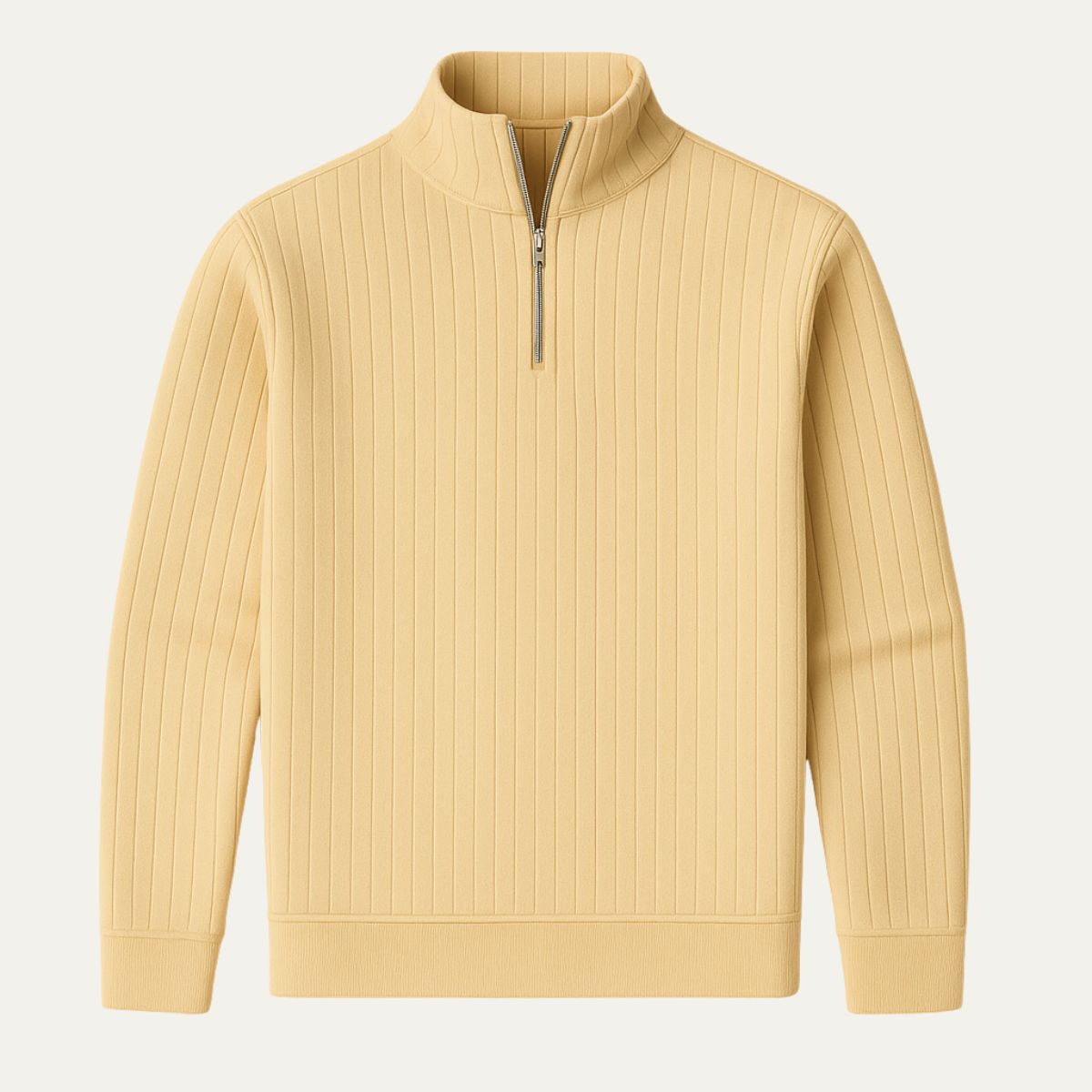 VogeLuxe | Pull à col zippé 1/4 côtelé vertical pour homme 1