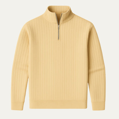 VogeLuxe | Pull à col zippé 1/4 côtelé vertical pour homme 1