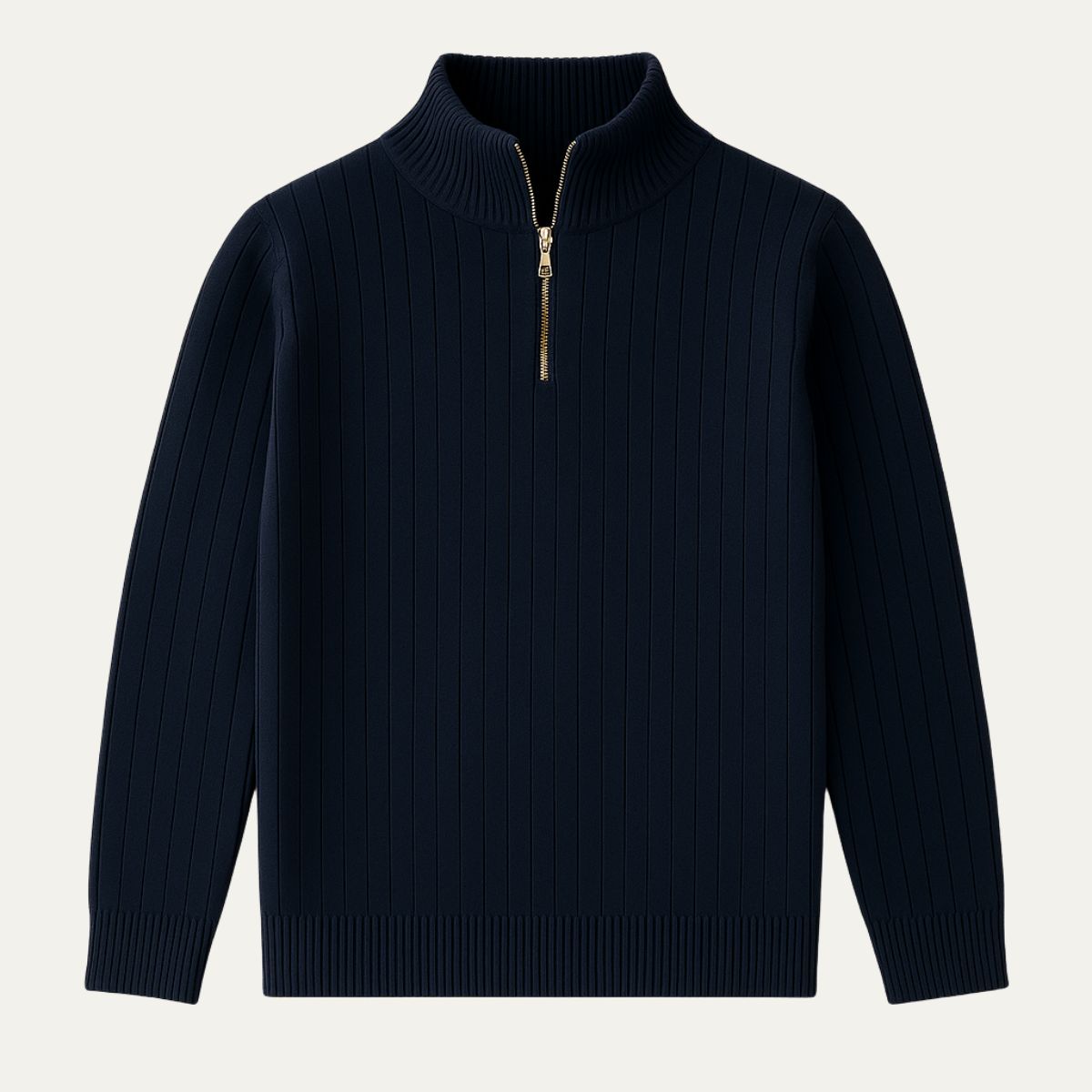 VogeLuxe | Pull à col zippé 1/4 côtelé vertical pour homme 2