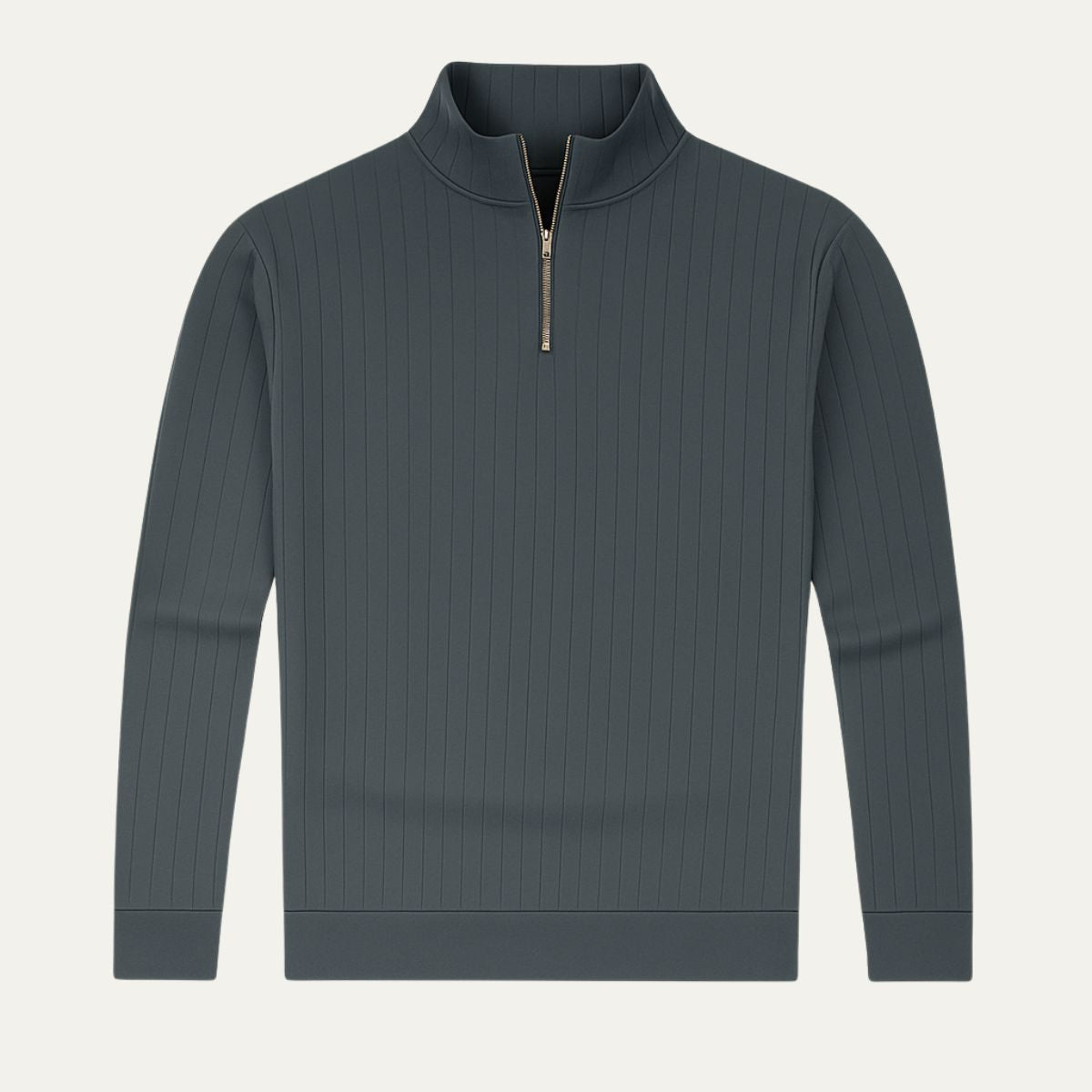 VogeLuxe | Pull à col zippé 1/4 côtelé vertical pour homme 4