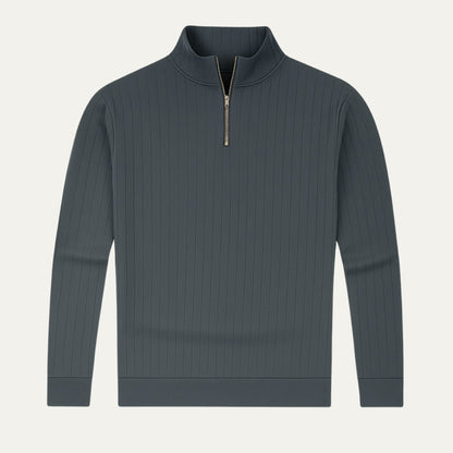 VogeLuxe | Pull à col zippé 1/4 côtelé vertical pour homme 4
