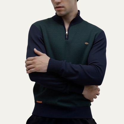 VogeLuxe | Pull à col zippé color block pour homme 1