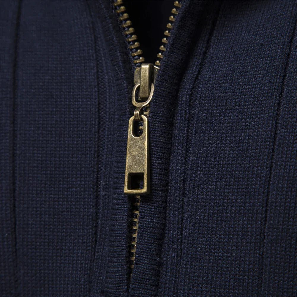 VogeLuxe | Pull à col zippé côtelé pour homme 1