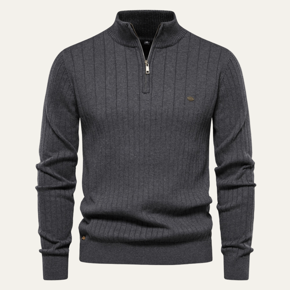 VogeLuxe | Pull à col zippé côtelé pour homme 7