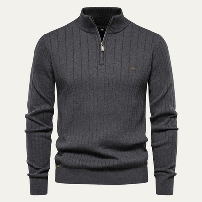 VogeLuxe | Pull à col zippé côtelé pour homme 7