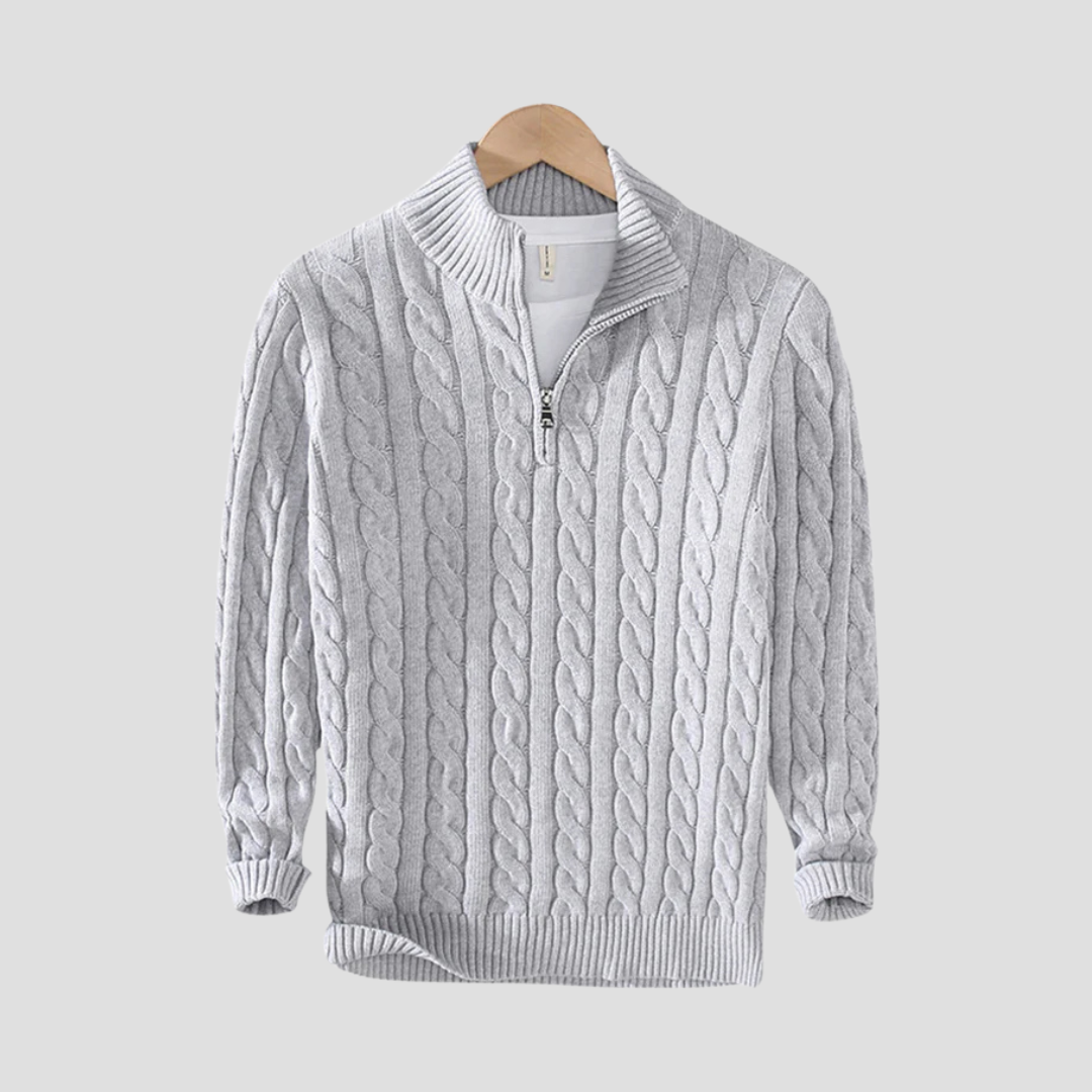 Pull Homme Col Zippé Maille Épaisse et Chaude