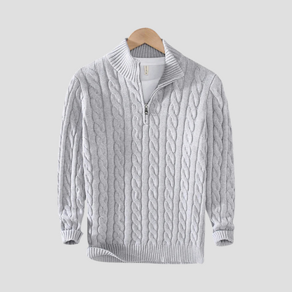 Pull Homme Col Zippé Maille Épaisse et Chaude