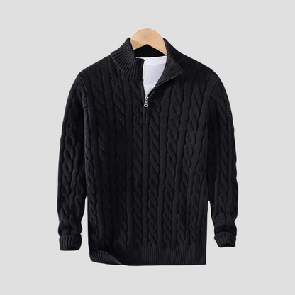 Pull Homme Col Zippé Maille Épaisse et Chaude