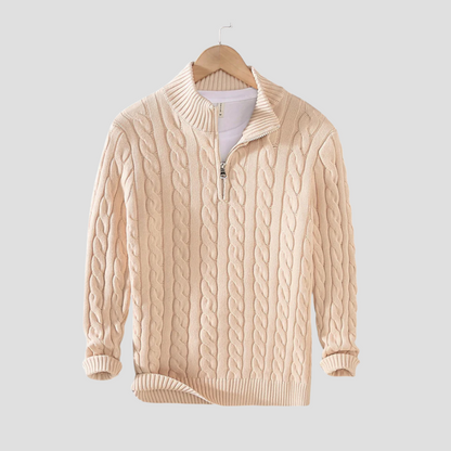 Pull Homme Col Zippé Maille Épaisse et Chaude