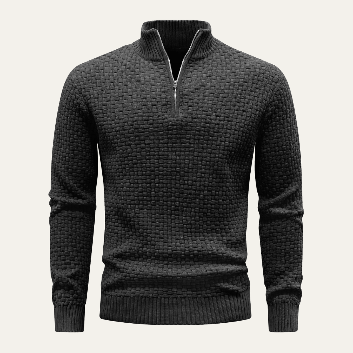 Pull en maille épaisse pour homme avec fermeture éclair - PanierRoyale
