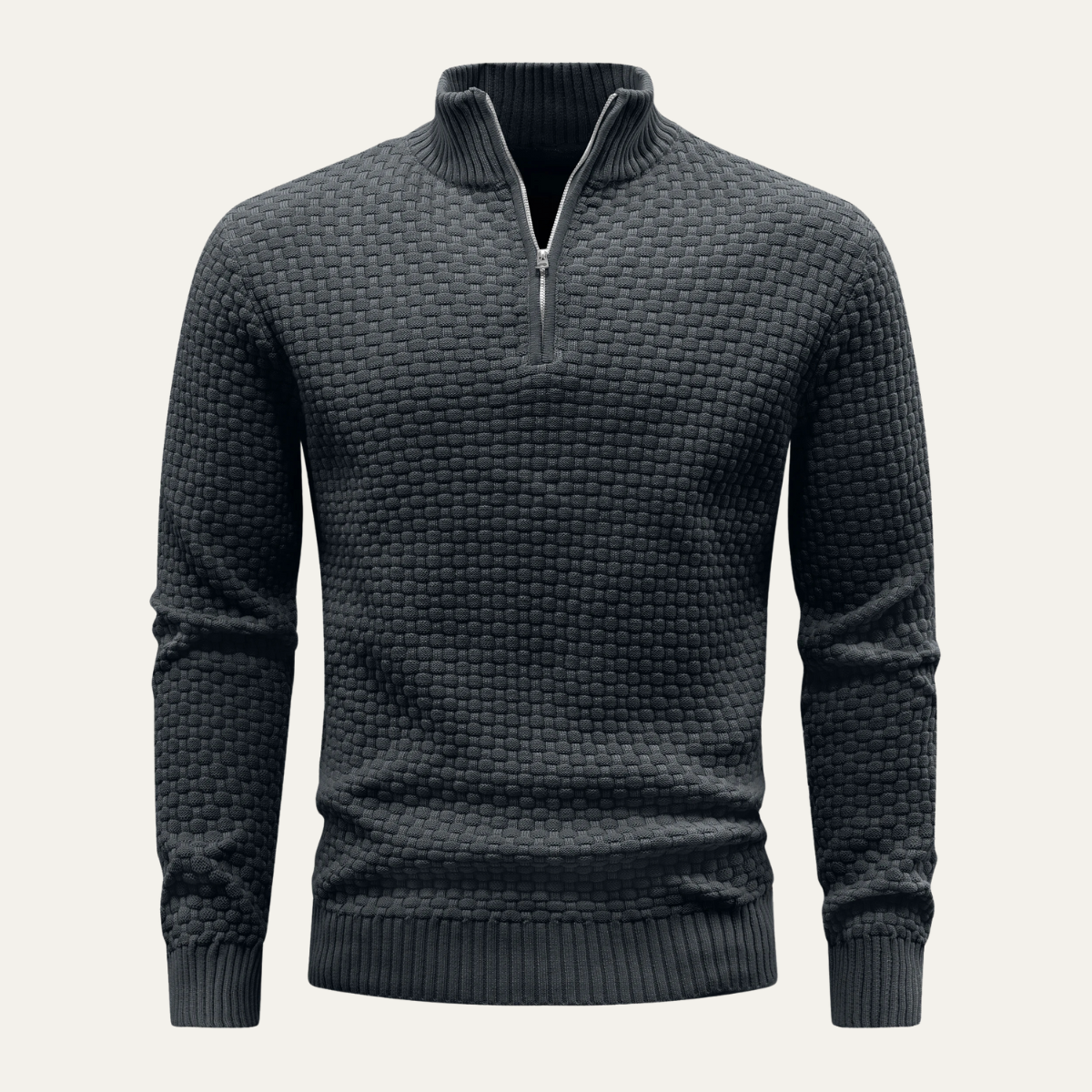 Pull en maille épaisse pour homme avec fermeture éclair