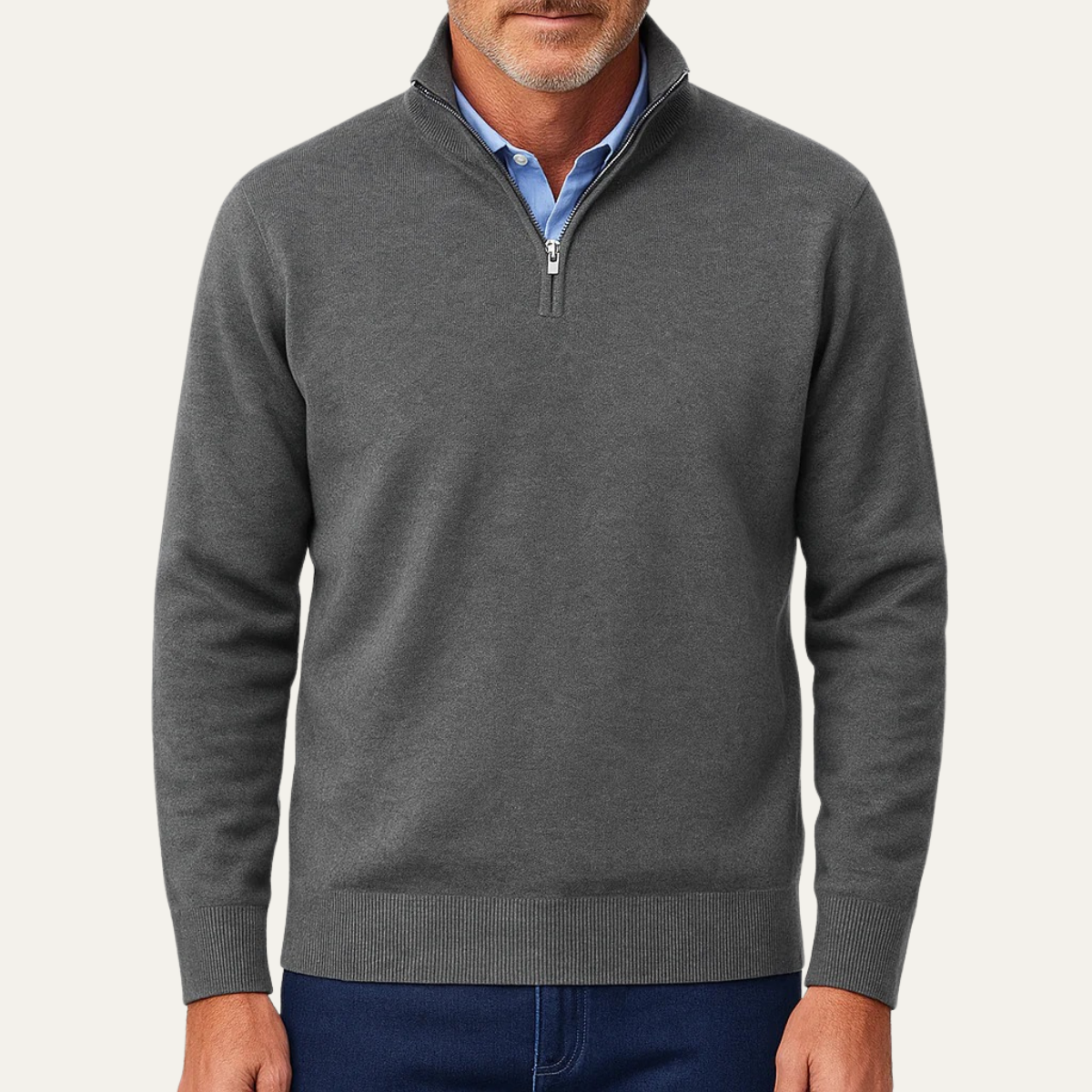 Pull Homme Col Zippé Maille Fine - PanierRoyale