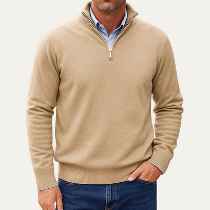Pull Homme Col Zippé Maille Fine
