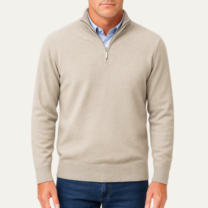 Pull Homme Col Zippé Maille Fine