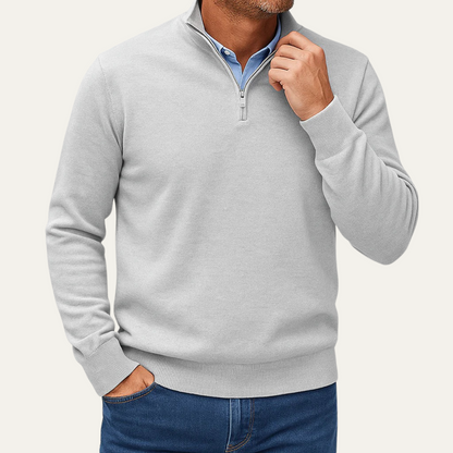 VogeLuxe | Pull à col zippé en maille lisse pour homme 5
