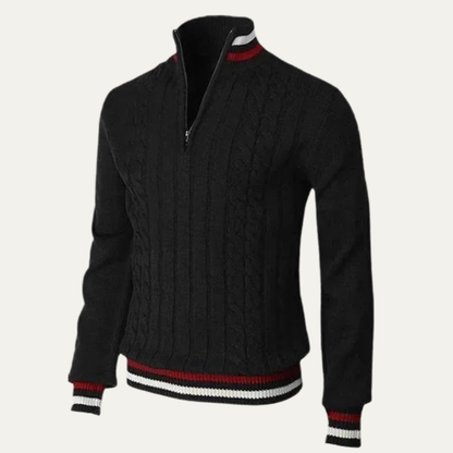 VogeLuxe | Pull à col zippé en maille torsadée pour homme 1