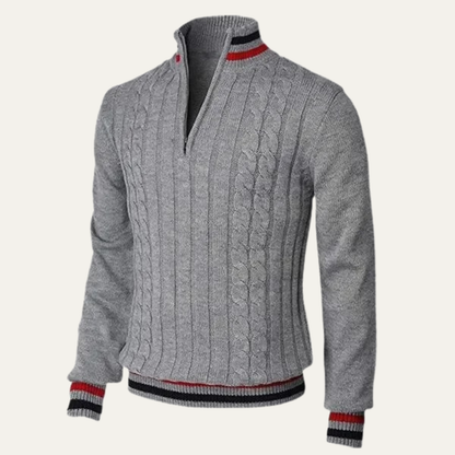VogeLuxe | Pull à col zippé en maille torsadée pour homme 2
