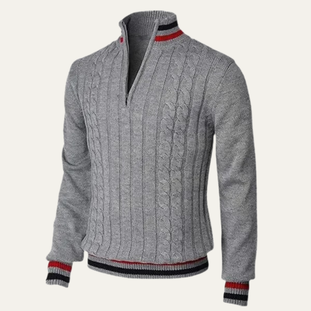 Pull Homme Col Zippé Maille Épaisse et Chaud