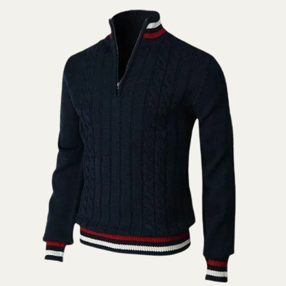 VogeLuxe | Pull à col zippé en maille torsadée pour homme 3