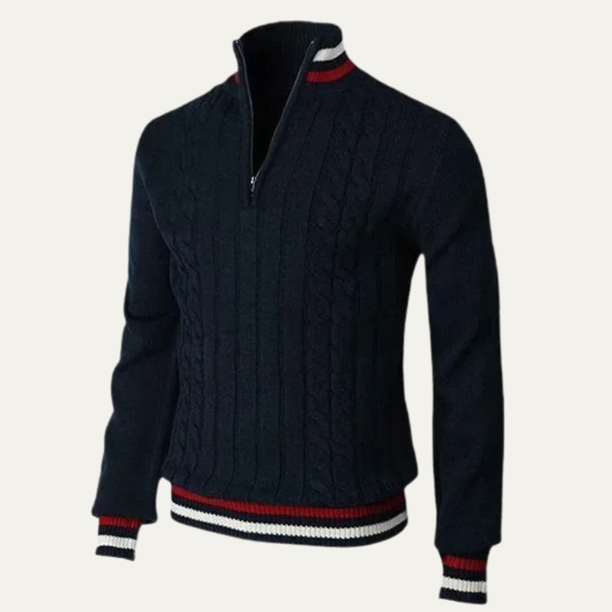 Pull Homme Col Zippé Maille Épaisse et Chaud