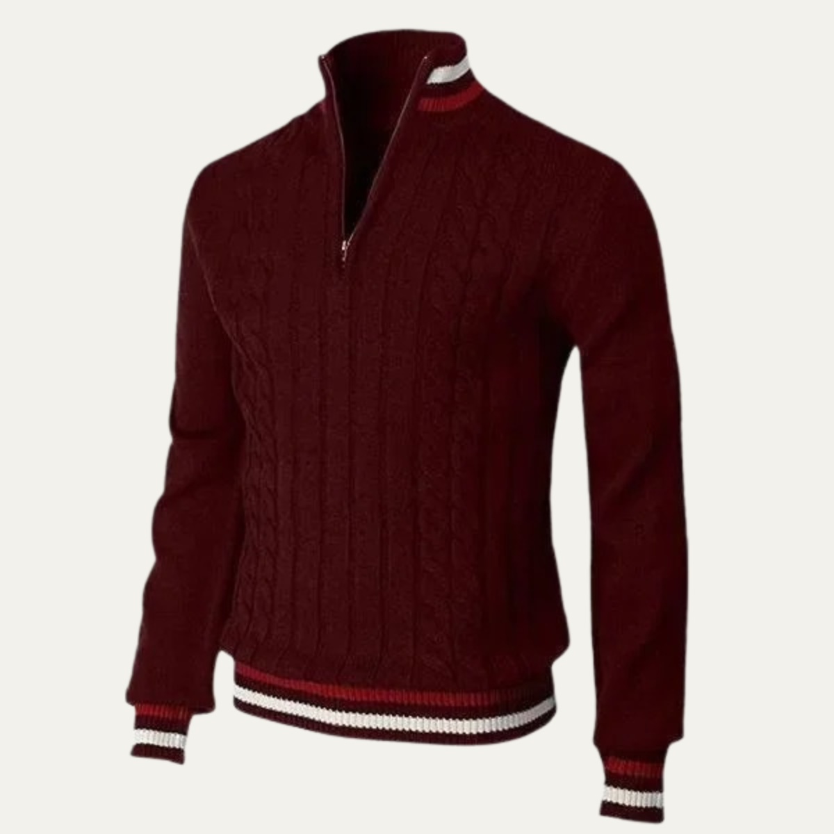 VogeLuxe | Pull à col zippé en maille torsadée pour homme 4